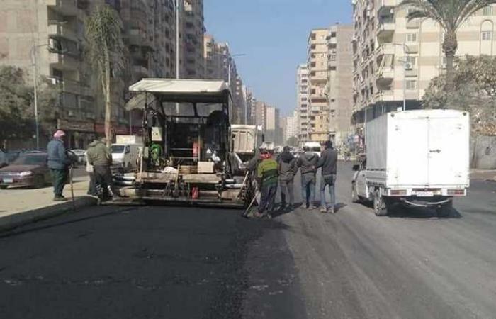 الجيزة: رصف وتركيب بلاط الإنترلوك بشوارع الهرم