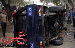 إصابة ضابط و4 مجندين فى حادث انقلاب سيارة شرطة بطريق دمياط - بورسعيد