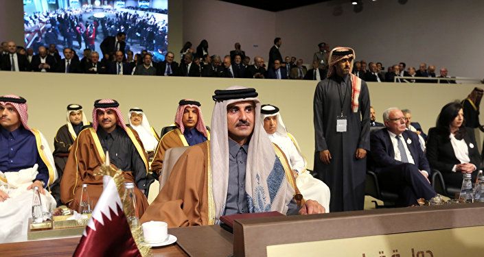 أمير قطر خلال القمة الاقتصادية