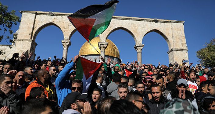 احتجاجات بالقرب من المسجد الأقصى في مدينة القدس