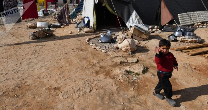 مخيم اللاجئين، النازحين السوريين من تدمر، في ريف حمص، سوريا
