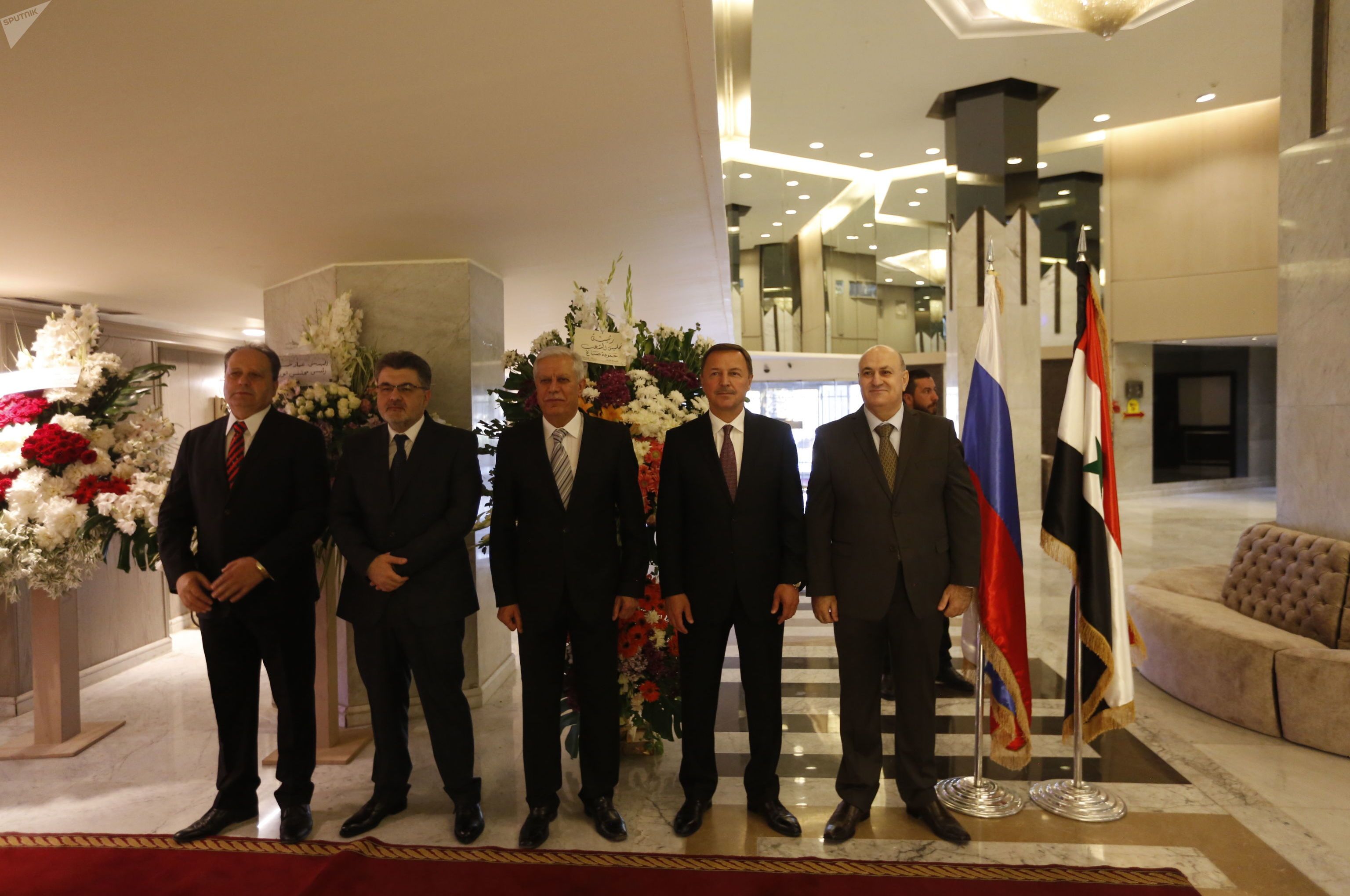 حفل الاستقبال الذي أقامته القيادة المركزية لحزب البعث في دمشق، بمناسبة الذكرى الـ75 على تأسيس العلاقات الدبلوماسية السورية الروسية