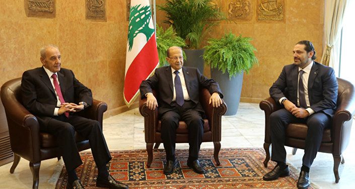 رئيس الوزراء اللبناني سعد الحريري خلال إلقاء كلنته في القصر الرئاسي في بعبدا، لبنان 22 نوفمبر/ تشرين الثاني 2017