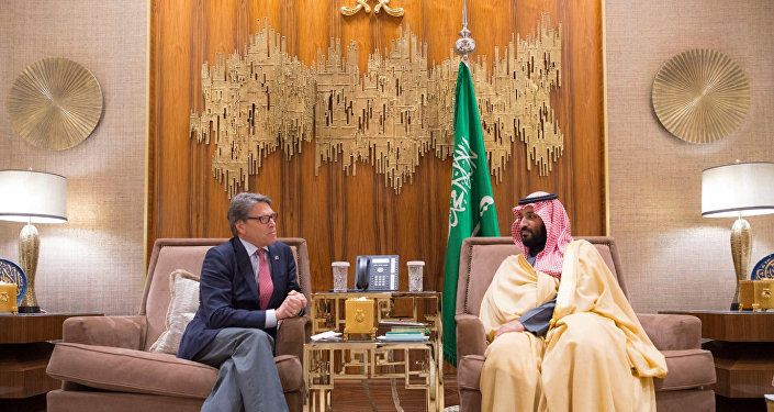 وزير الطاقة الأمريكي ريك بيري مع الأمير محمد بن سلمان