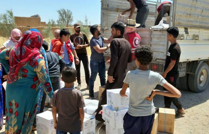 لأول مرة منذ 8 سنوات... إغاثة الهلال الأحمر السوري تصل إلى مركدة في ريف الحسكة
