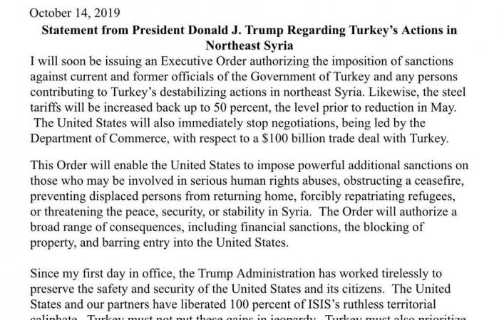 ترامب يعتزم زيادة التعريفات على واردات الصلب من تركيا لـ50%