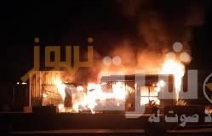 حريق هائل في محل زيوت سيارات بشارع البحر الأعظم