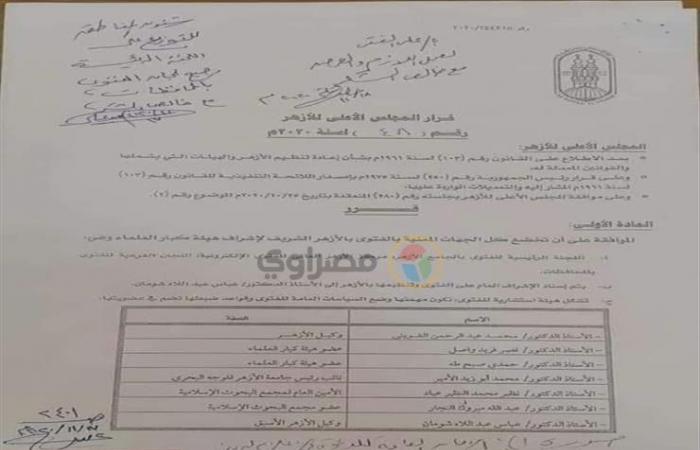 مصراوي ينشر قرار الأزهر لوضع القواعد والسياسات العامة للفتوى