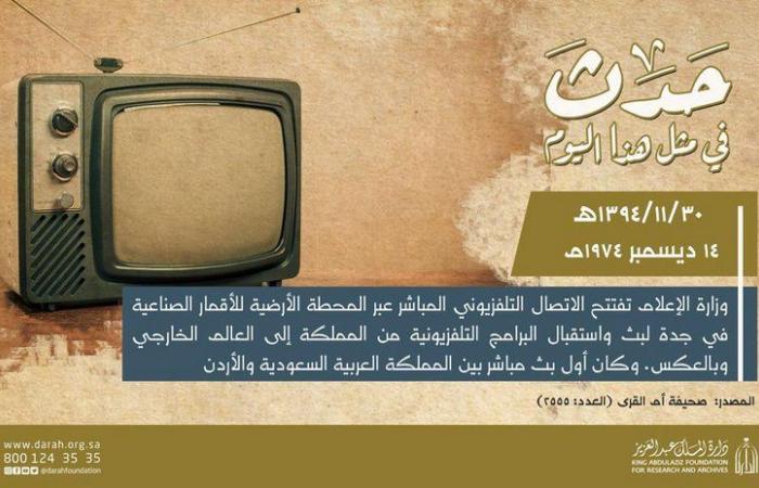 14 ديسمبر من 46 عامًا.. "الإعلام" تفتتح البث التلفزيوني عبر الأقمار الصناعية في جدة