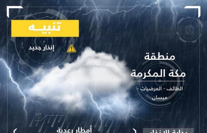 الأرصاد: أمطار رعدية على عدد من محافظات مكة المكرمة