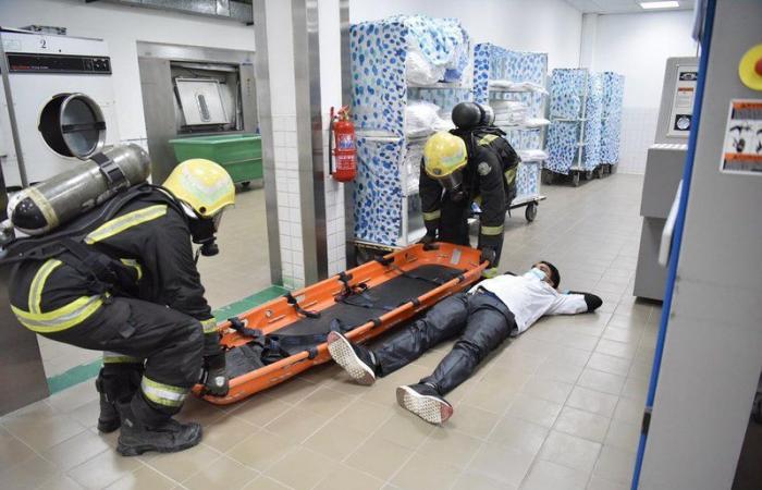 "مستشفى الملك سلمان" بالرياض ينفذ فرضية حريق في مغسلة طبية