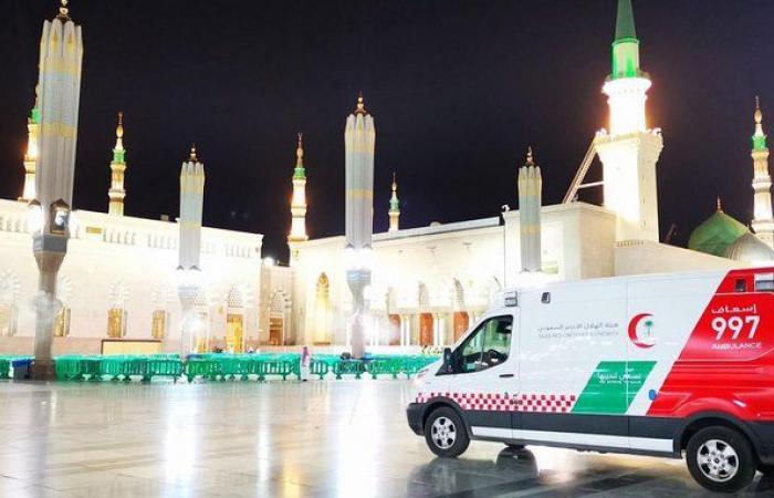 "الهلال الأحمر" يعلن: نجاح التغطية الإسعافية للمسجد النبوي في ليلة ختم القرآن الكريم