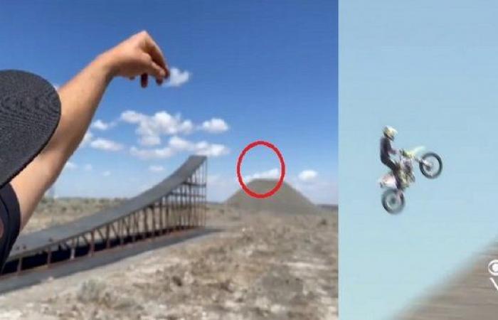 فيديو قفزة الموت.. سائق دراجة نارية أشار إلى بقعة قبل أن يموت فيها
