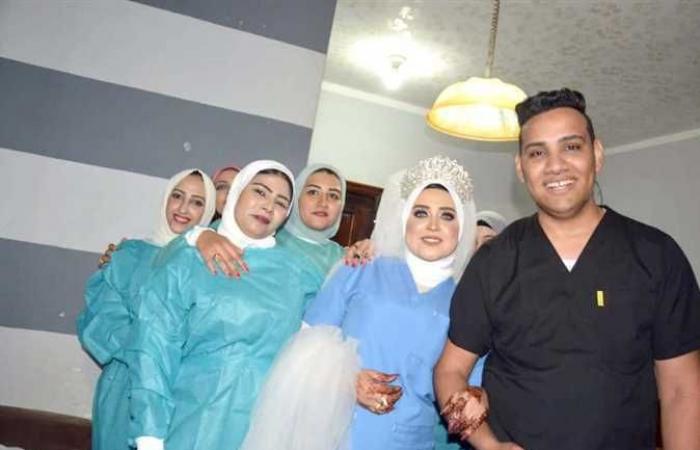 «مهرجان التمريض» إسلام ونور عروسان بـ«الإسكرابات»