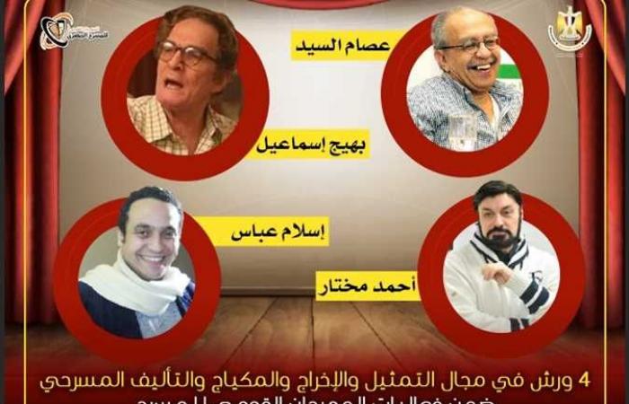 4 ورش ضمن فعاليات المهرجان القومي للمسرح المصري