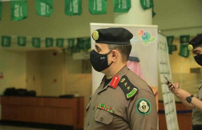"مرور وسط جدة" يتوشح بالأخضر احتفالاً باليوم الوطني 91