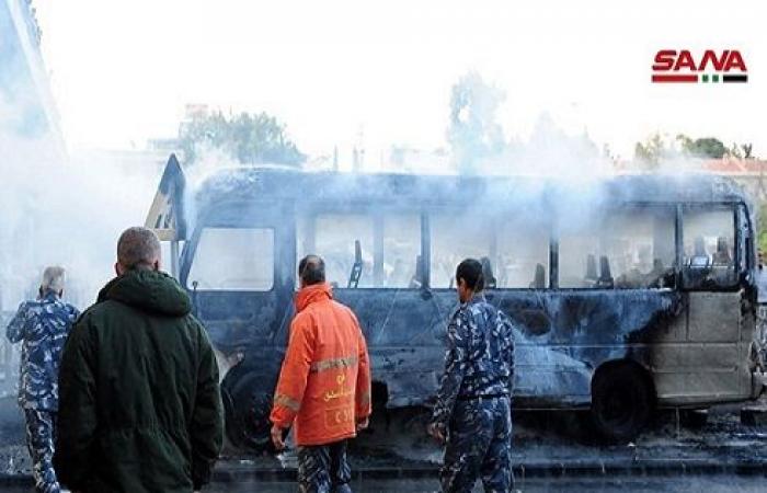 قتلى وجرحى بتفجير حافلة عسكرية وسط العاصمة دمشق (شاهد)
