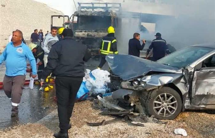 إصابة 7 أشخاص في حادث تصادم بطريق الصعيد في المنيا