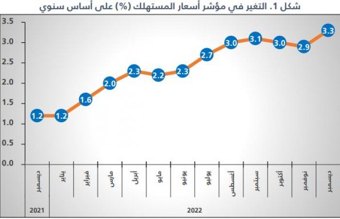 الإحصاء السعودية: ارتفاع متوسط التضخم بأسعار المستهلك 2.5% خلال عام 2022