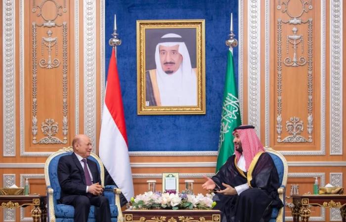 ولي العهد يستعرض مع رئيس مجلس القيادة اليمني المستجدات على الساحة اليمنية