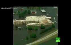 شاهد.. فيضانات تجتاج ولاية نبراسكا الأمريكية