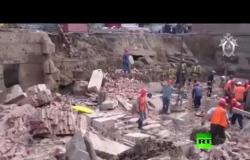 انهيار حائط مبنى في مدينة نوفوسيبيرسك الروسية