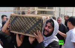 مراسم تشييع ناشط عراقي وزوجته في البصرة قتلا بعد مشاركتهما في تظاهرات