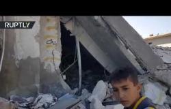 آثار القصف الإسرائيلي على ضواحي دمشق