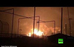 لحظة انفجار مصنع كيميائيات في ولاية تكساس الأمريكية