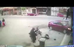 مقطع فيديو يوثق حادث تصادم مروع في المنصورة