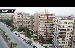 طائرات دون طيار تسجل شوارع دمشق الفارغة بعد فرض خظر النتقل بسبب كورونا