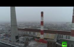 لقطات جوية لتفجير أنبوب في محطة توليد الكهرباء بروسيا