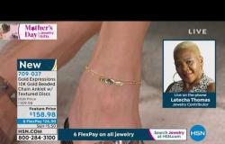 Gold Expressions 10K Gold Beaded Chain Anklet with Textu...