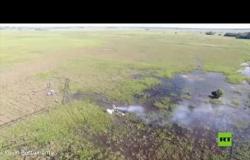 لقطات جوية من مكان تحطم طائرة عسكرية بوليفية