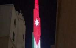 الإمارات: إضاءة برج خليفة بألوان علم الأردن