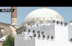 إقامة نماذج لجدران القسطنطينية خارج "آيا صوفيا"