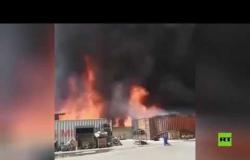 حريق في مستودع للأخشاب جنوب طهران
