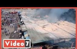 شاهد   حريق هائل في سوق توشكى في حلوان