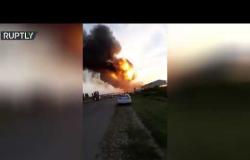 لحظة انفجار في محطة وقود في إقليم كراسنوار الروسي