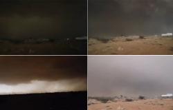 أظلمت عصرًا.. فيديو يرصد بداية أمطار بيش الغزيرة وجريان الشعاب