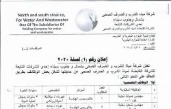 مياه الشرب بجنوب سيناء تعلن عن حاجتها لـ 35 موظفًا