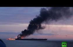 اشتعال النيران في ناقلة النفط المتجهة من الكويت قبالة ساحل سريلانكا