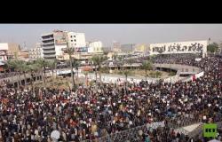 الآلاف من أنصار التيار الصدري يتظاهرون في ساحة التحرير في بغداد