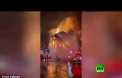 حريق هائل يدمر كنيسة تاريخية في نيويورك