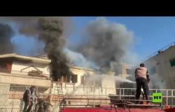 اندلاع حريق ضخم بمبنى مفوضية شؤون اللاجئين في القامشلي السورية
