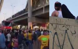 فيديو مرعب.. ماذا يفعل هذا الشاب فوق جسر بالعراق؟