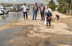 محافظ بني سويف يتابع أعمال إصلاح كسر بخط مياه بمطلع كوبري النيل من ناحية الشرق