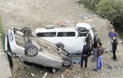 إصابة سائق وعامل في حادث انقلاب سيارة أمام سجن المنيا شديد الحراسة