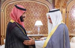 ولي العهد يستقبل رئيس الوزراء الكويتي ويتسلم رسالة خطية لخادم الحرمين