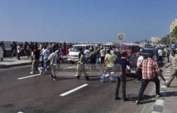 قطع طريق كورنيش بالإسكندرية احتجاجا على فض اعتصامي "رابعة" و"النهضة"